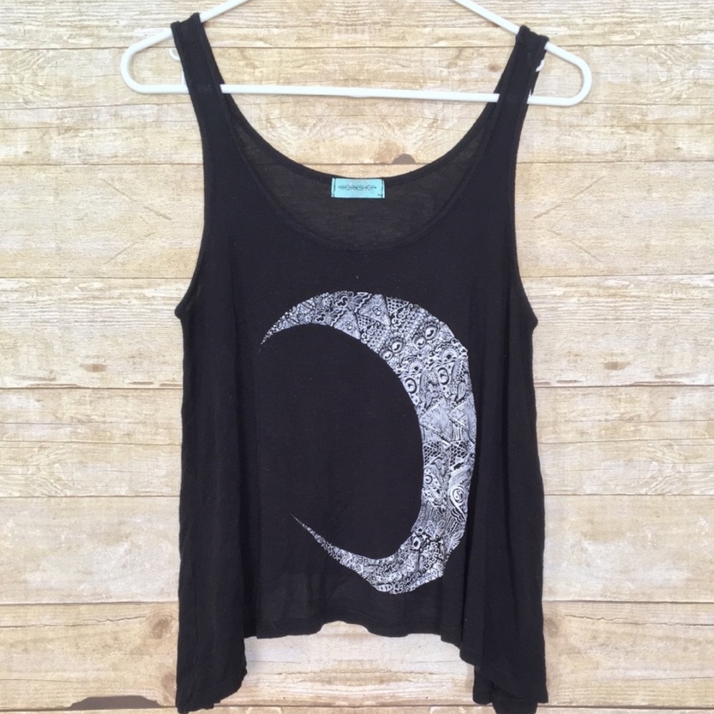 Crescent Moon Black Tank Top